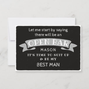 Be My Best Man Card - Funny Open Bar