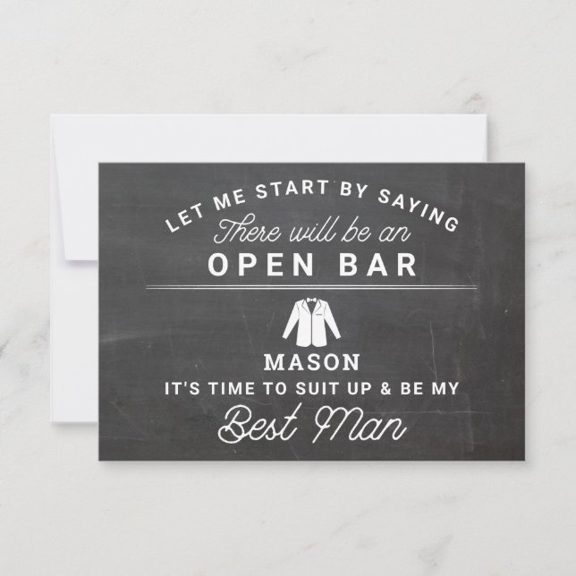 Be My Best Man Card - Rustic Chalkboard (Front)
