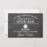 Be My Best Man Card - Rustic Chalkboard<br><div class="desc">Pop the question with this humourous and charming flat card. Personalise the front with his name and the back with your own personal message. Simply edit the name and the message on the back, select a quantity of "1" and add to cart. Create personalised cards for the entire wedding party!...</div>