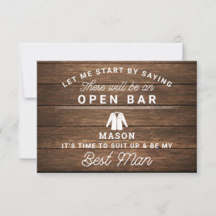 Be My Best Man Card - Rustic Wood