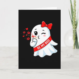 Be My Boo Cute Ghost Valentine Halloween Hearts Ki Card