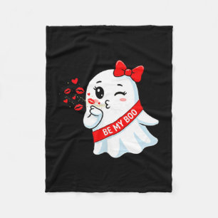 Be My Boo Cute Ghost Valentine Halloween Hearts Ki Fleece Blanket