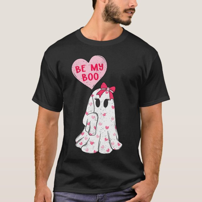 Be My Boo Cute Valentines Ghost Pink Valentine'S D T-Shirt (Front)