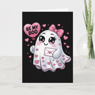 Be My Boo Valentine Funny Ghost Heart Girl Women K Card