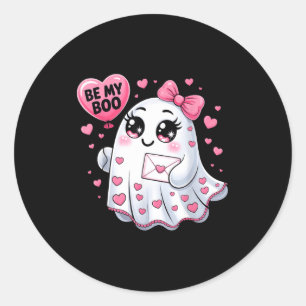 Be My Boo Valentine Funny Ghost Heart Girl Women K Classic Round Sticker