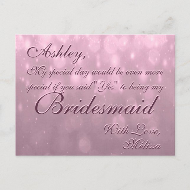 Be My Bridesmaid | Blush Bokeh Postcard (Front)