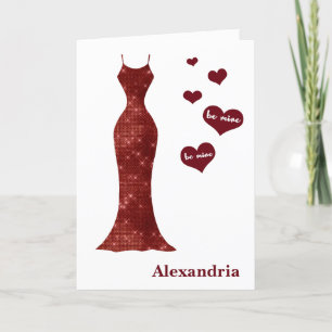 Be My Bridesmaid Burgundy Long Dress & Photo Holiday Card