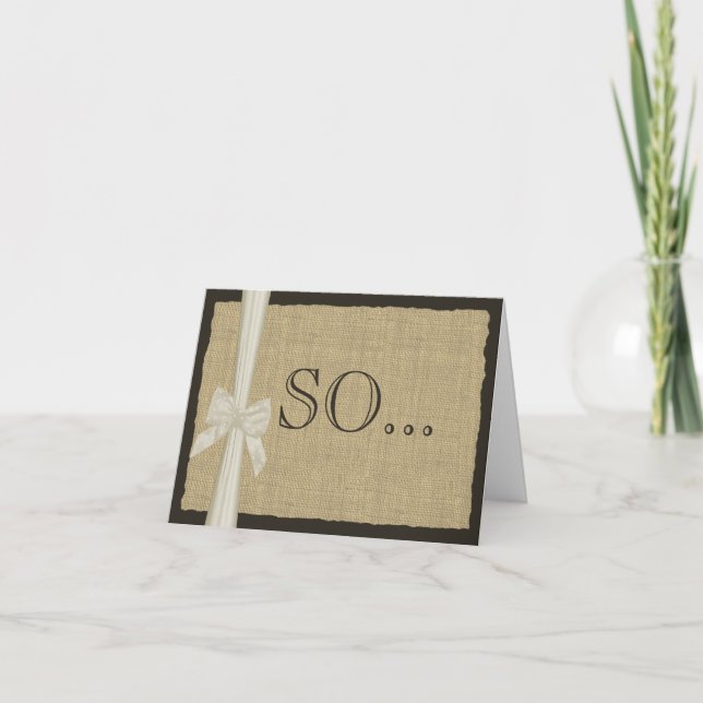 Be My Bridesmaid Burlap and Bow Invitation (Front)