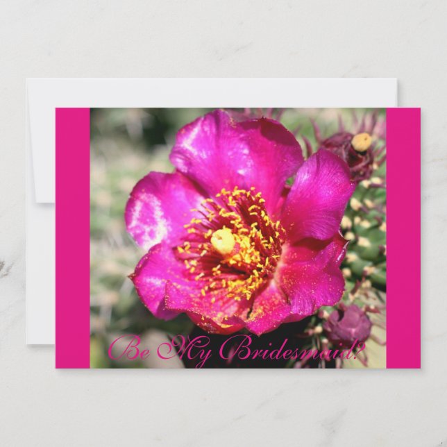 Be my bridesmaid cactus flower invitation (Front)