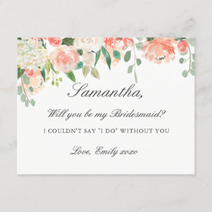 Be My Bridesmaid Card Peach Floral