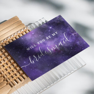 Be My Bridesmaid   Celestial Space Galaxy Proposal Invitation Postcard