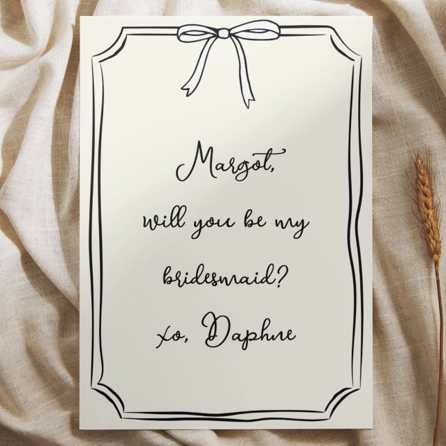 Be my bridesmaid? Coquette Bow Bridesmaid Proposal Invitation (Creator Uploaded)