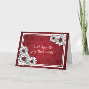 Be My Bridesmaid Dahlia Floral Red Invitation