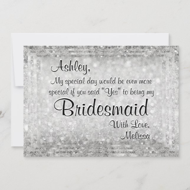Be My Bridesmaid Diamond Glitter Look Invitation (Front)
