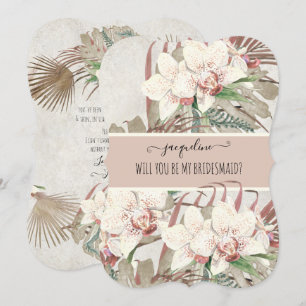 Be my Bridesmaid Elegant Tropical Orchid Floral Invitation
