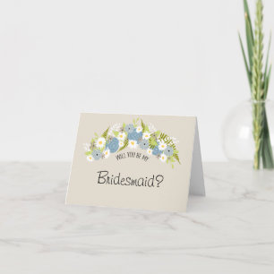 Be My Bridesmaid Floral Wreath Invitation