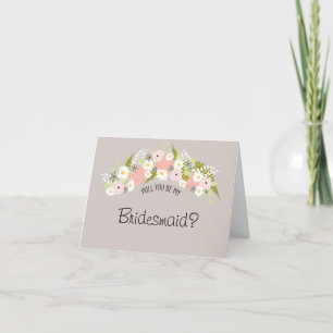 Be My Bridesmaid Floral Wreath Invitation