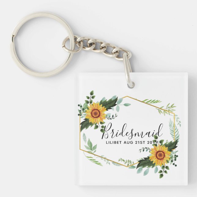 Be My Bridesmaid Flowergirl Maid Honour Thank You Key Ring (Front)