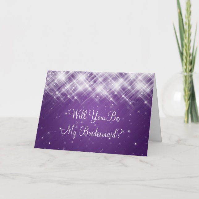 Be My Bridesmaid Glamourous Sparks Purple Invitation (Front)