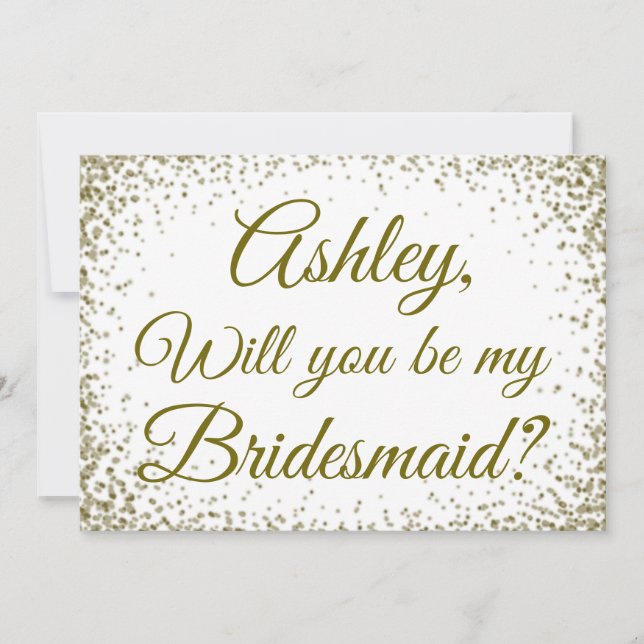 Be My Bridesmaid | Gold Confetti Glitter Invitation (Front)