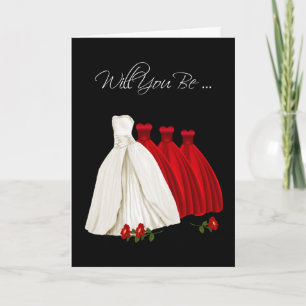 Be My Bridesmaid Invitation Card Red White