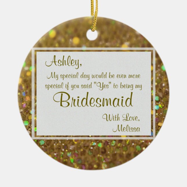 Be My Bridesmaid Keepsake Ceramic Tree Decoration (Front)