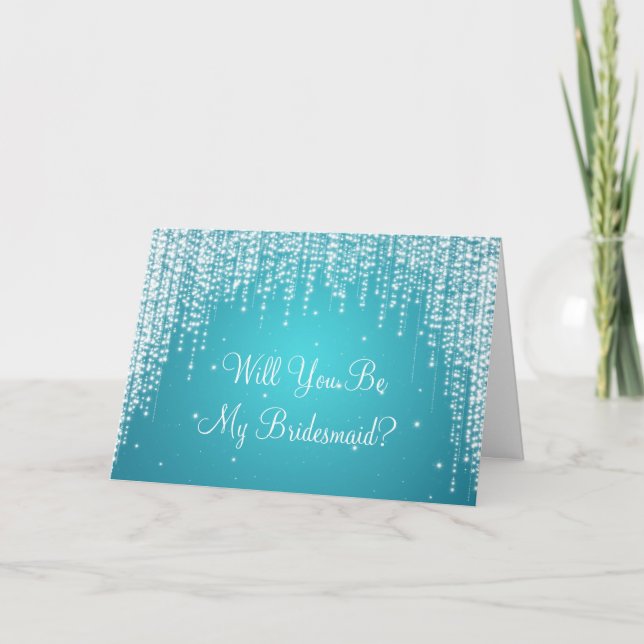 Be My Bridesmaid Night Dazzle Blue Invitation (Front)