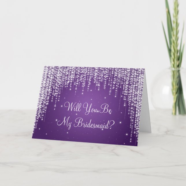 Be My Bridesmaid Night Dazzle Purple Invitation (Front)