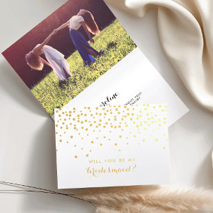 Be My Bridesmaid   Personalised Photo Gold Foil Card