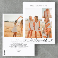 Be My Bridesmaid Photo Collage Heart Calligraphy