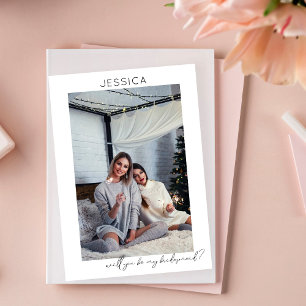 Be My Bridesmaid Photo Proposal Calligraphy V Invitation