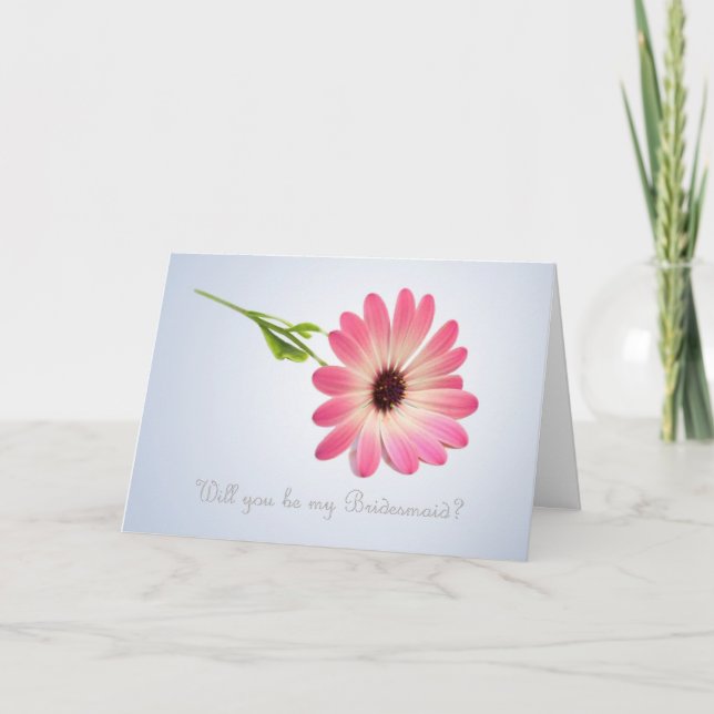 Be my Bridesmaid - pink daisy Card (Front)