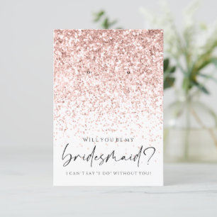 Be My Bridesmaid Pink Glitter Earring Holder Thank You Card