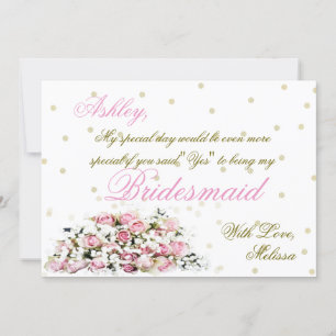 Be My Bridesmaid Pink Roses Invitation