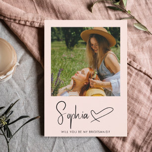 Be My Bridesmaid Script Signature Photo Invitation