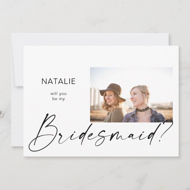 Be My Bridesmaid Small Photo Landscape Proposal In Invitation (Front)