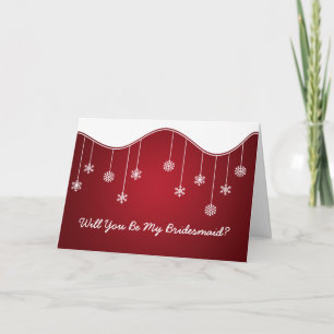 Be My Bridesmaid Snowflake Decoration Red Invitation