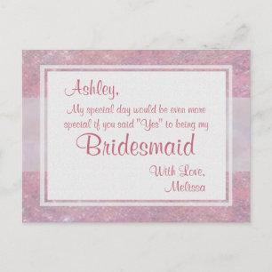 Be My Bridesmaid   Soft Pink Invitation Postcard