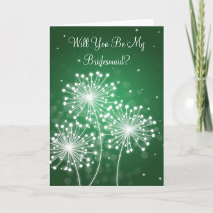 Be My Bridesmaid Summer Sparkle Emerald Green Invitation