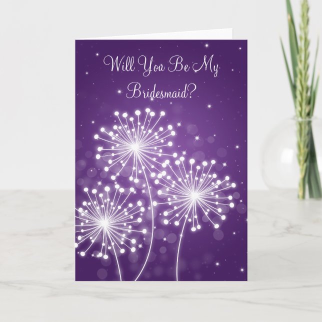 Be My Bridesmaid Summer Sparkle Purple Invitation (Front)