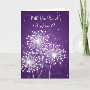 Be My Bridesmaid Summer Sparkle Purple Invitation