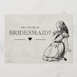Be My Bridesmaid Vintage Alice in Wonderland Invitation