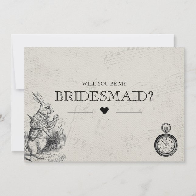 Be My Bridesmaid Vintage Alice in Wonderland Invitation (Front)
