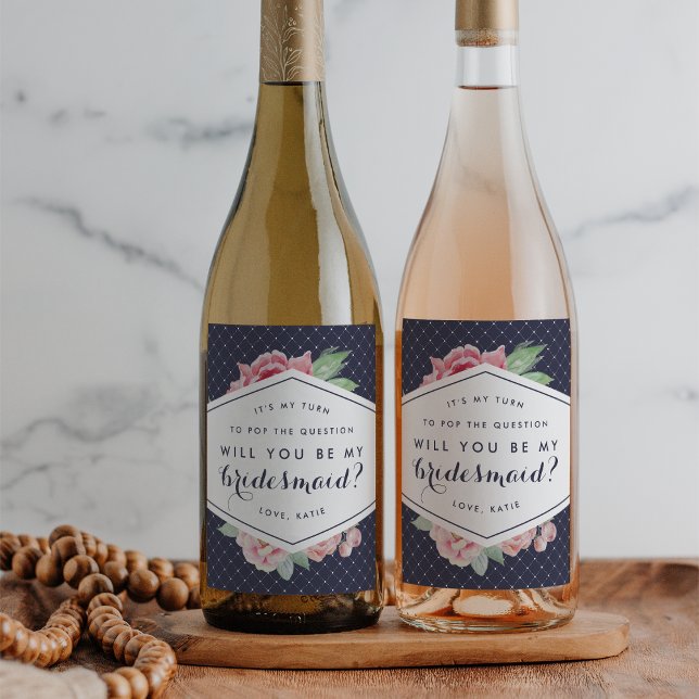 Be My Bridesmaid Wine or Sparkling Wine Labels (Creator Uploaded)