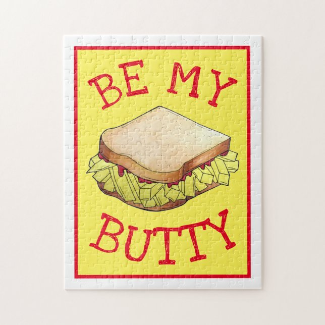 BE MY BUTTY English Chip Shop Sandwich UK Foodie Jigsaw Puzzle (Vertical)