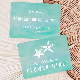 Be My Flower Girl Card   Starfish Aqua