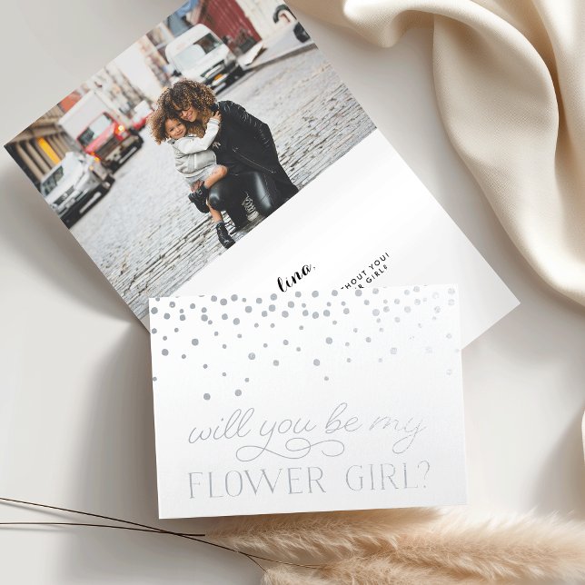 Be My Flower Girl | Personalised Photo Silver Foil Card (Creator Uploaded)