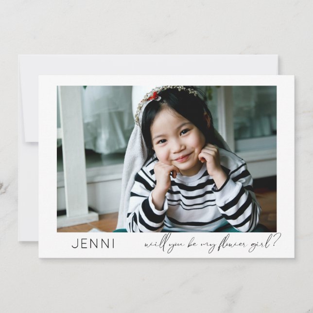 Be My Flower Girl Photo Proposal Calligraphy Invitation (Front)