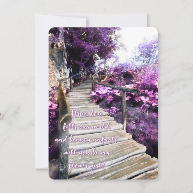 be my flower girl wooden path invite (Front)