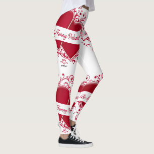 Be My Funny Valentine Red Hearts Leggings